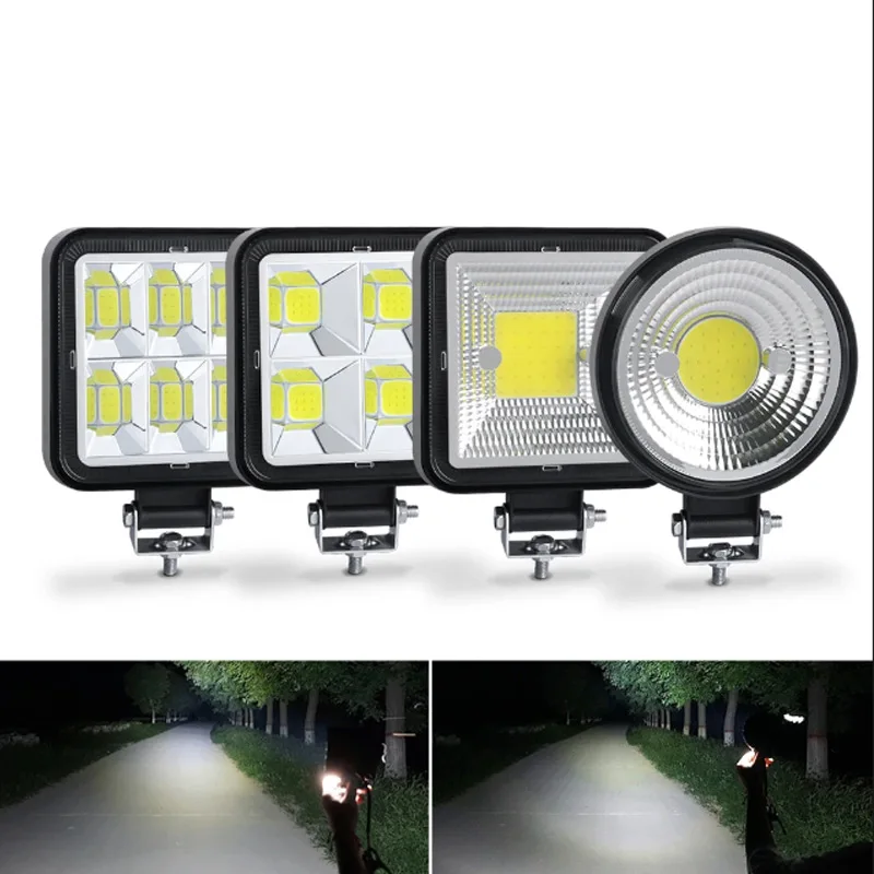 1pcs 3'' COB Led Work Light Square Highlight 22MM 12V 24V 5W 6000K 4x4 ATV 150° Auto Fog Lamp For Truck Tractor Worklight White
