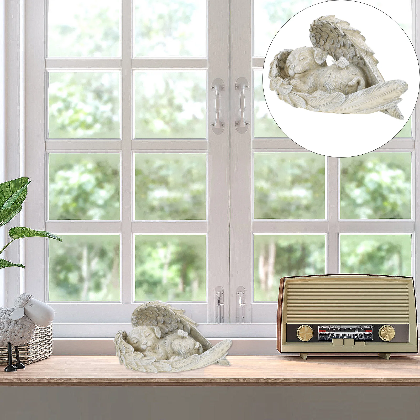 

1pc Angel Dog Resin Wings Statue For Garden Outdoor Home Decor Landscape Sculpture Courtyard Decoration Art Ornament