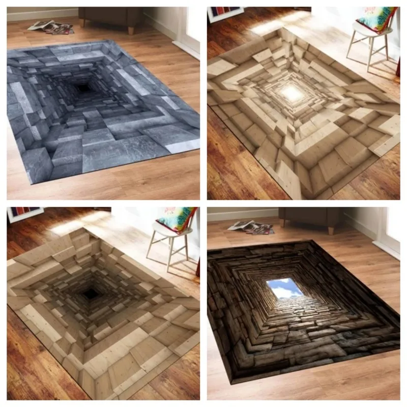 

Tunnel Carpet Optical Illusion Three-dimensional Design Rectangular Rug Fashionable and Beautiful Mat Decoration Living Room