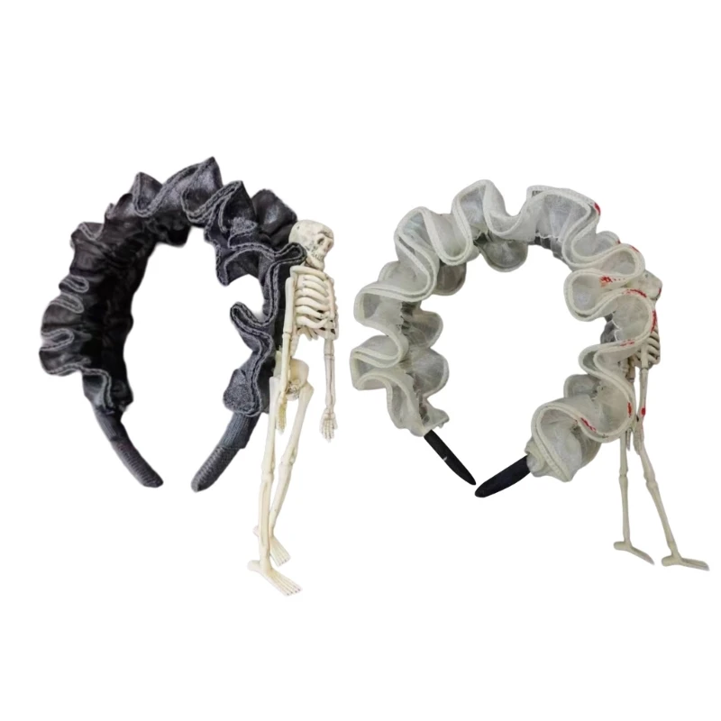 Handmade Lace Headband Dark Blood Gothic Headwear Skeleton Carnivals Party Toy