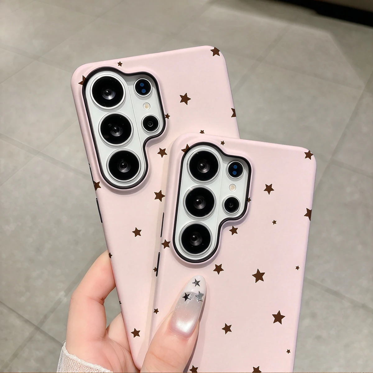 Pink Brown Stars Random Phone Case For Samsung Galaxy S26 S25 Ultra S24 S23 Plus Hard Shock‑Absorption 2-in-1Protective Cover