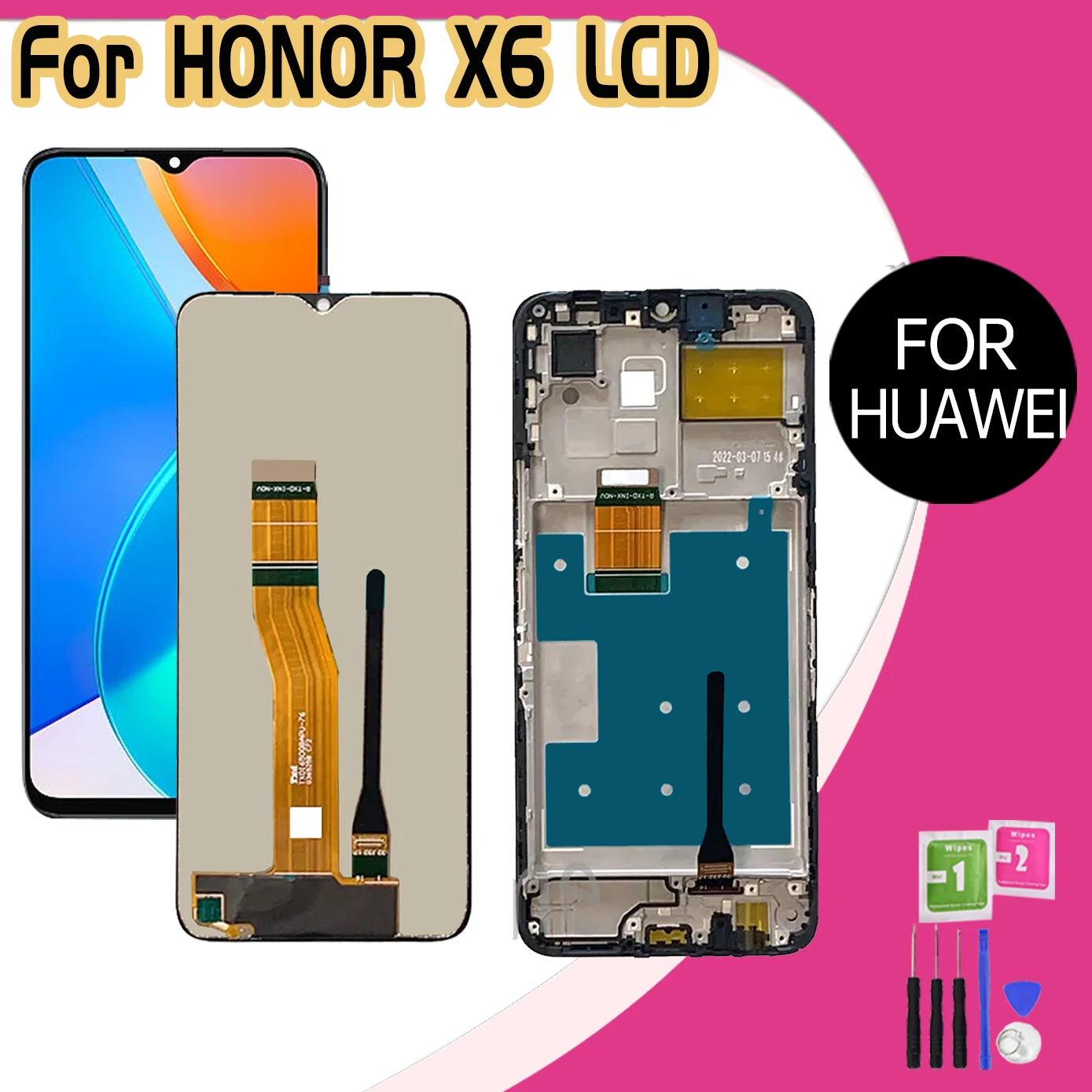 100% Tested 6.5\'\' For Huawei Honor X6 LCD VNE-LX1 Display Touch Screen For HonorX6 LCD VNE-LX2 Frame Digitizer Assembly