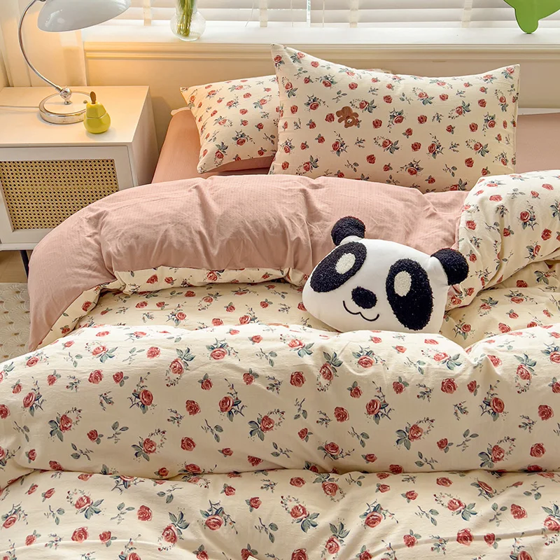 Jacquard Double-layer Gauze Duvet Cover for Adults Single/Full/King Flower Printed Quilt Coverfunda nordica 150 cama 이불커버