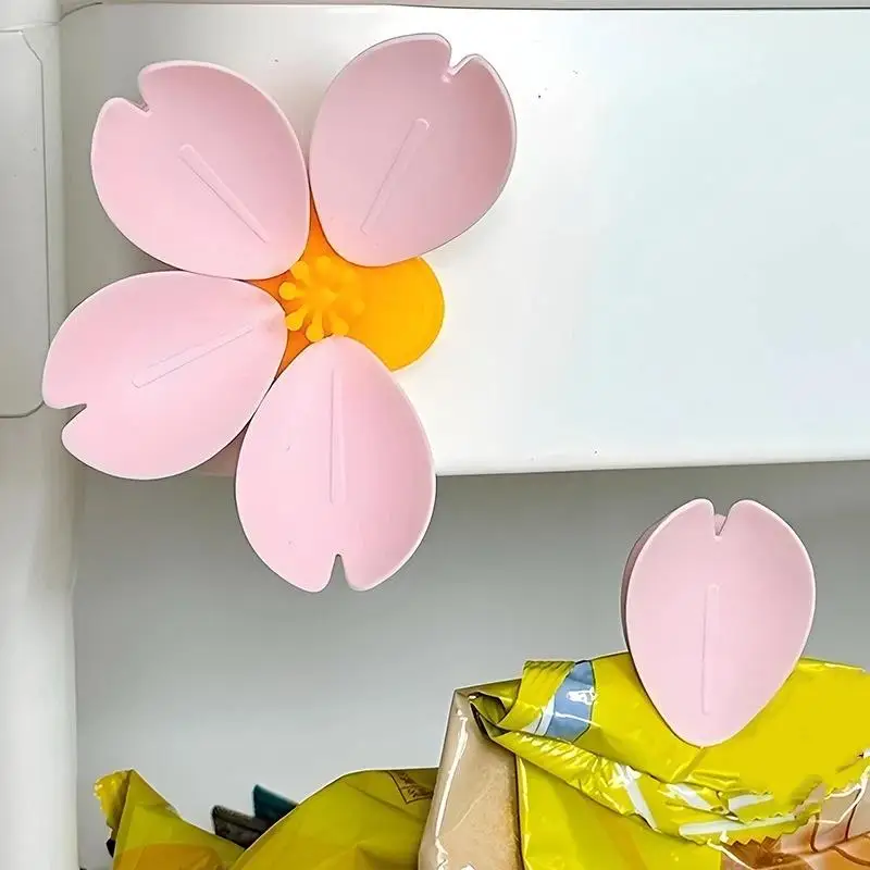 Hot 1/2pcs Cherry Blossom Magnetic Fridge Magnet Seal Clip, Petal Sealing Magnetic Fridge Sticker, Snack Clip, Flower Decoration