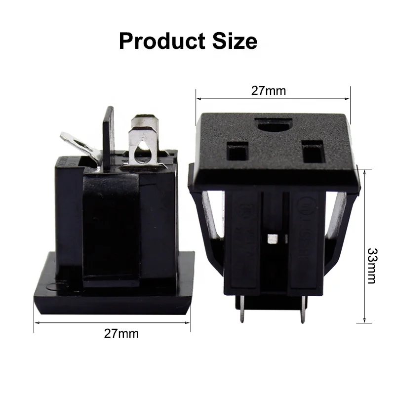 AC 125V 15A Panel Mount Socket US JPN Type Plug Adapter Industrial Connector Power Supply Outlet