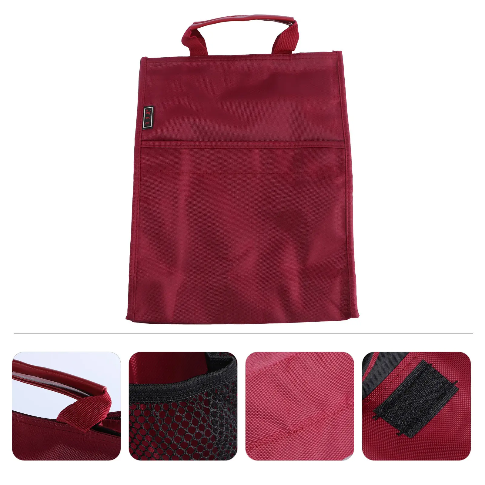 

Oxford Document Bag Red Waterproof Oxford Cloth Portable Zipper Storage File Organizer for Students Teachers Business
