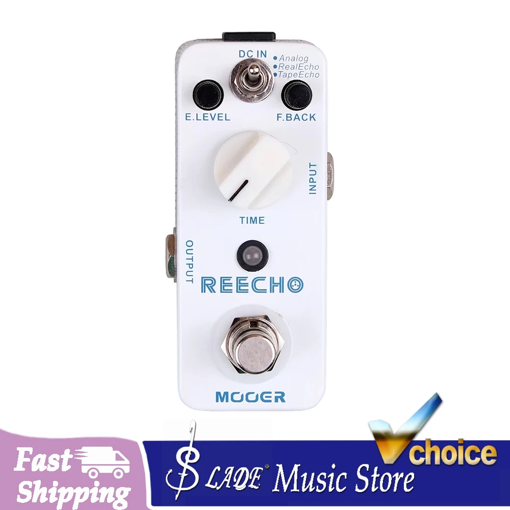 Mooer Reecho Micro Digital Delay Effect Pedal 3 Delay Modes(Analog/Real Echo/Tape Echo) True Bypass Pedal for Electric Guitar