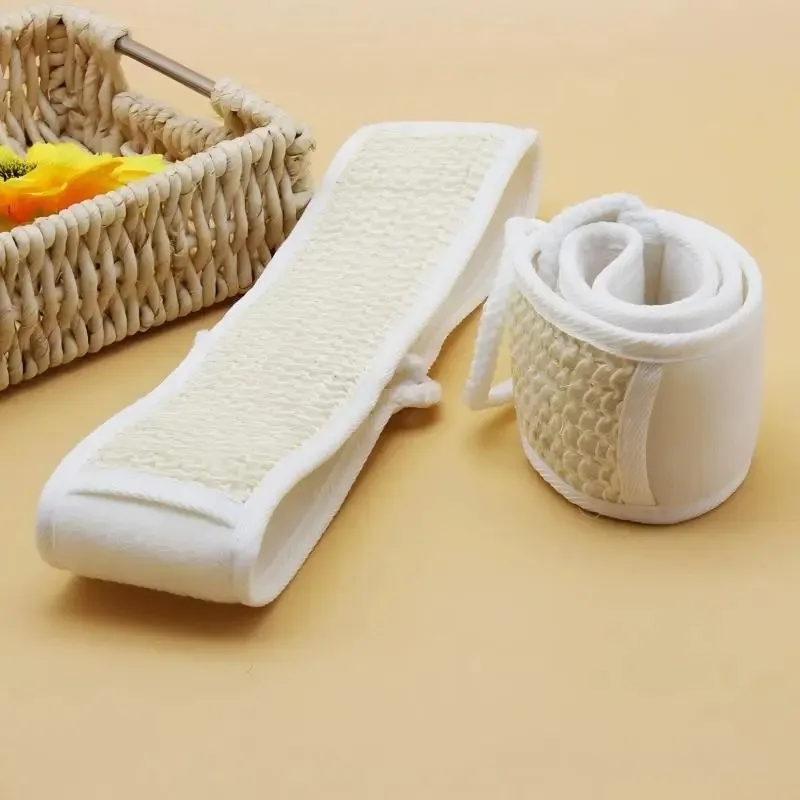 Double Sided Sisal Long Back Scrubbing Towel Deep Cleaning Exfoliating Tape Drawstring Massage Back Scrubbing Bath Towel