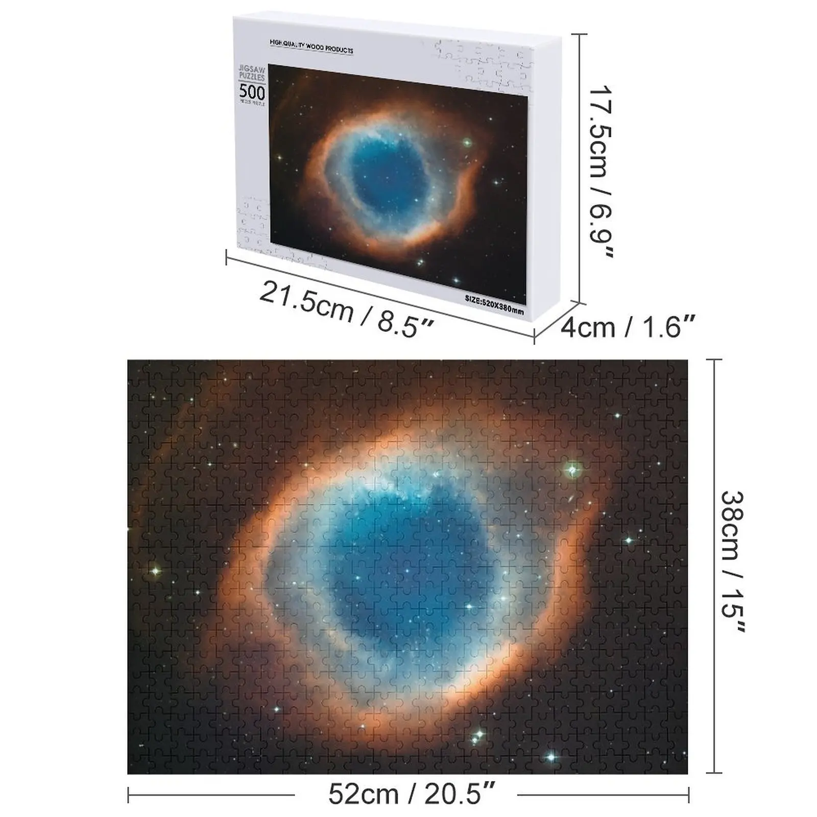 Puzzle z obrazem Nebuli Helix NGC 7293, Nebuli Okularowej, z Teleskopu Hubble'a, wysokiej jakości, HD, personalizowany prezent.