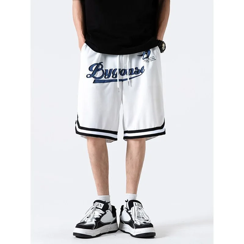 

Мужские летние дышащие тренировочные брюки American Style для бега, свободного кроя, больших размеров, модные повседневные бриджи (до колена)