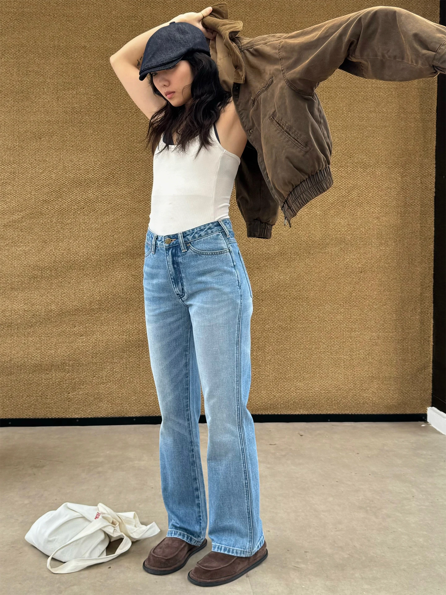 

Облегающие винтажные джинсы со средней талией, брюки-сигареты, женские джинсовые длинные брюки, повседневные всесезонные хлопковые брюки