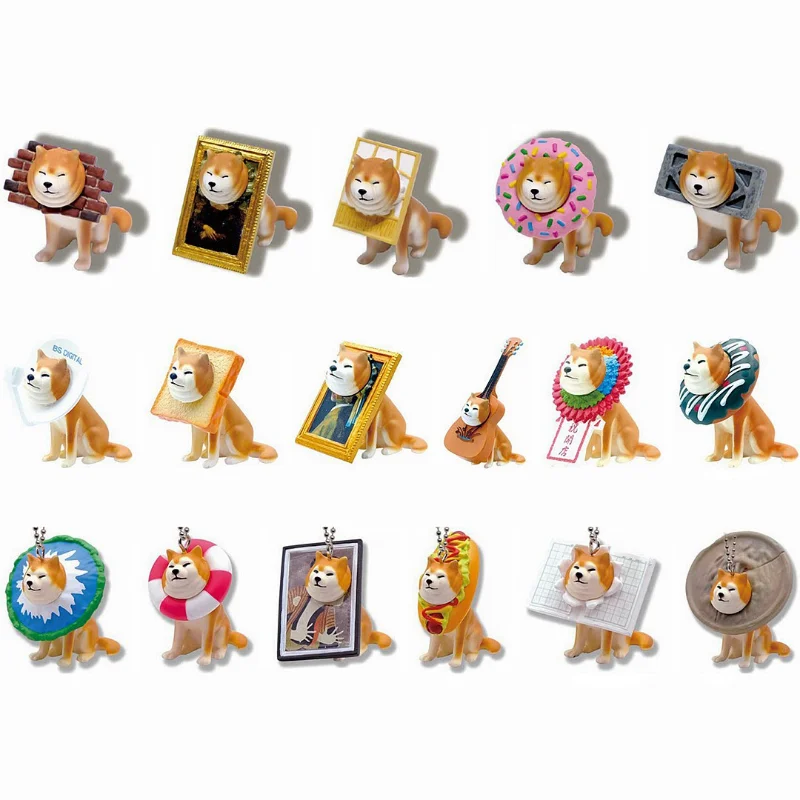 

Original QUALIA Kawaii Gashapon Figure Capsule Toy Keychain Anime Chuck Head Shiba Inu Miniatures for Kids Gift