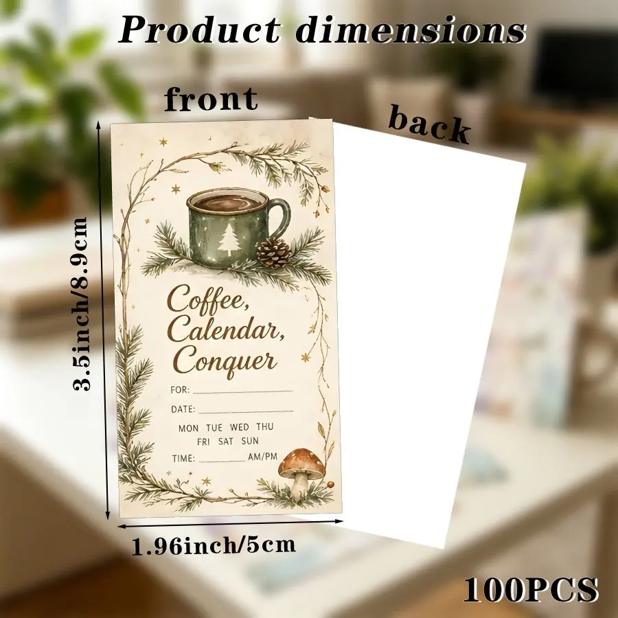 100PCS Christmas Appointment Reminder Cards, Winter Coffee Style Appointment Cards, Used for Hair Salons and Dental Clinics