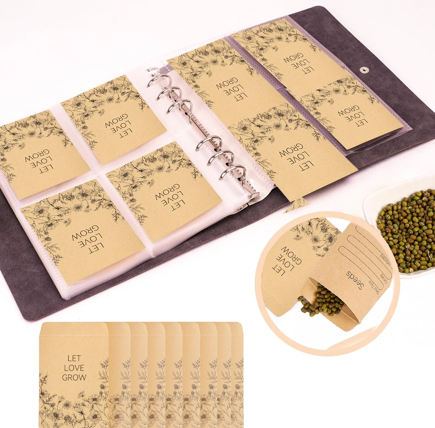 1 Set Buste per la conservazione dei semi, Organizzatori di semi autosigillanti richiudibili Pacchetti per risparmiare semi Scatola di immagazzinaggio Contenitore per semi da giardino Contiene