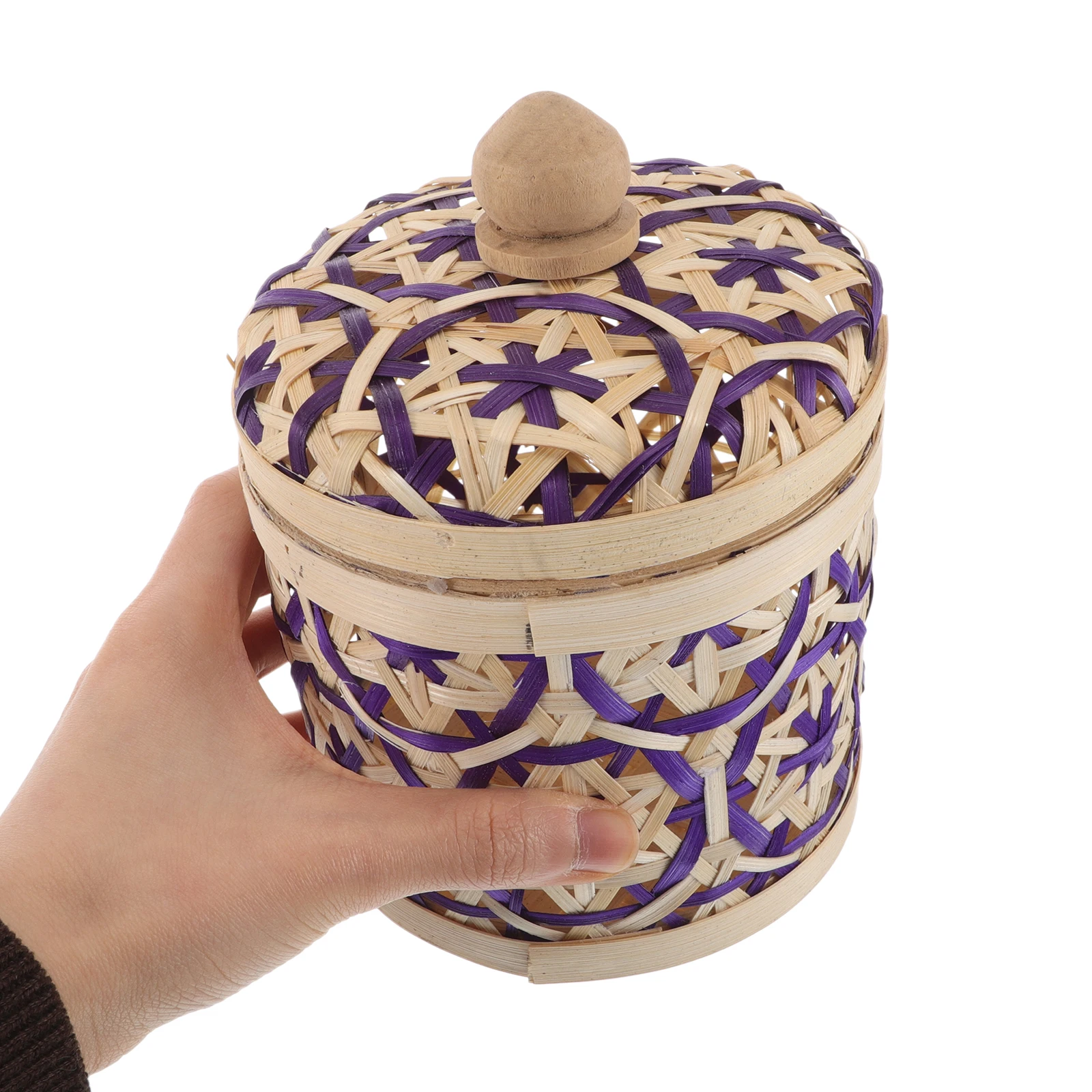 

Handmade Bamboo Jar Organizer Small Tea Coffee Bean Canister Tea Storage Chest Compact Household Decorative Basket