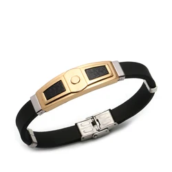 Golden men's new silicone stainless steel bracelet with retro style party gift