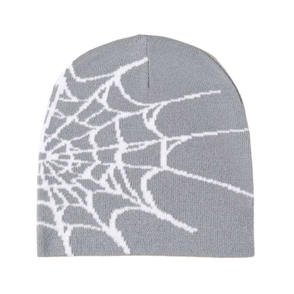 Y2K Soft Spider Web Pattern Beanie Caps Stretch Warm Pullover Hat Street Punk Multiple Colors Cuffed Knitted Hat Streetwear