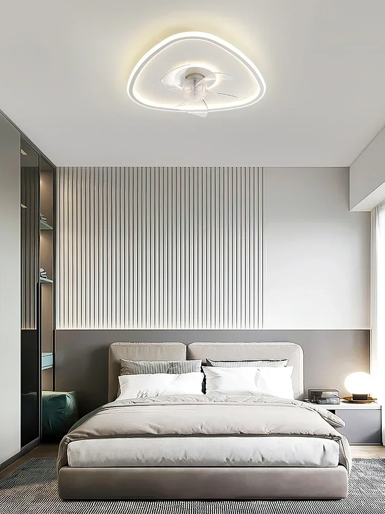 220V new fan light invisible silent rotating shaking head bedroom ceiling light geometric study restaurant lighting electric fan