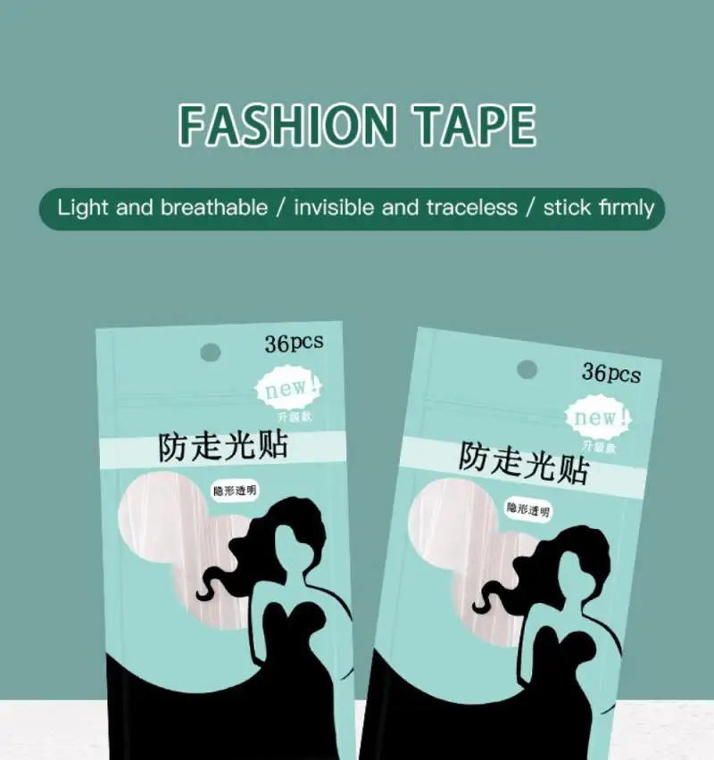 36Pcs Transparent Clear Double Sided Tape for Clothing Dress Body Skin Anti-Exposure AdhesiveSafe Body Boob Push Sticker Strips