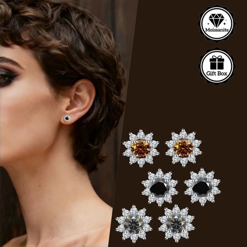 

LAMVOICE jewelry for women/stud earrings with 1 carat moissanite Hypoallergenic earrings christmas gift high quality jewelry