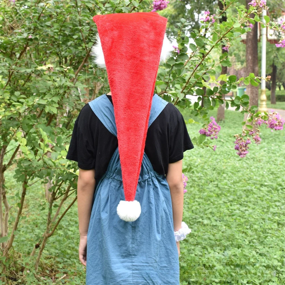 Superlange 150 cm kerstmuts voor volwassenen, kinderen Rode kerstmutsen Unisex benodigdheden Pluizig pluche fluweel Lange kerstvakantie feesthoeden