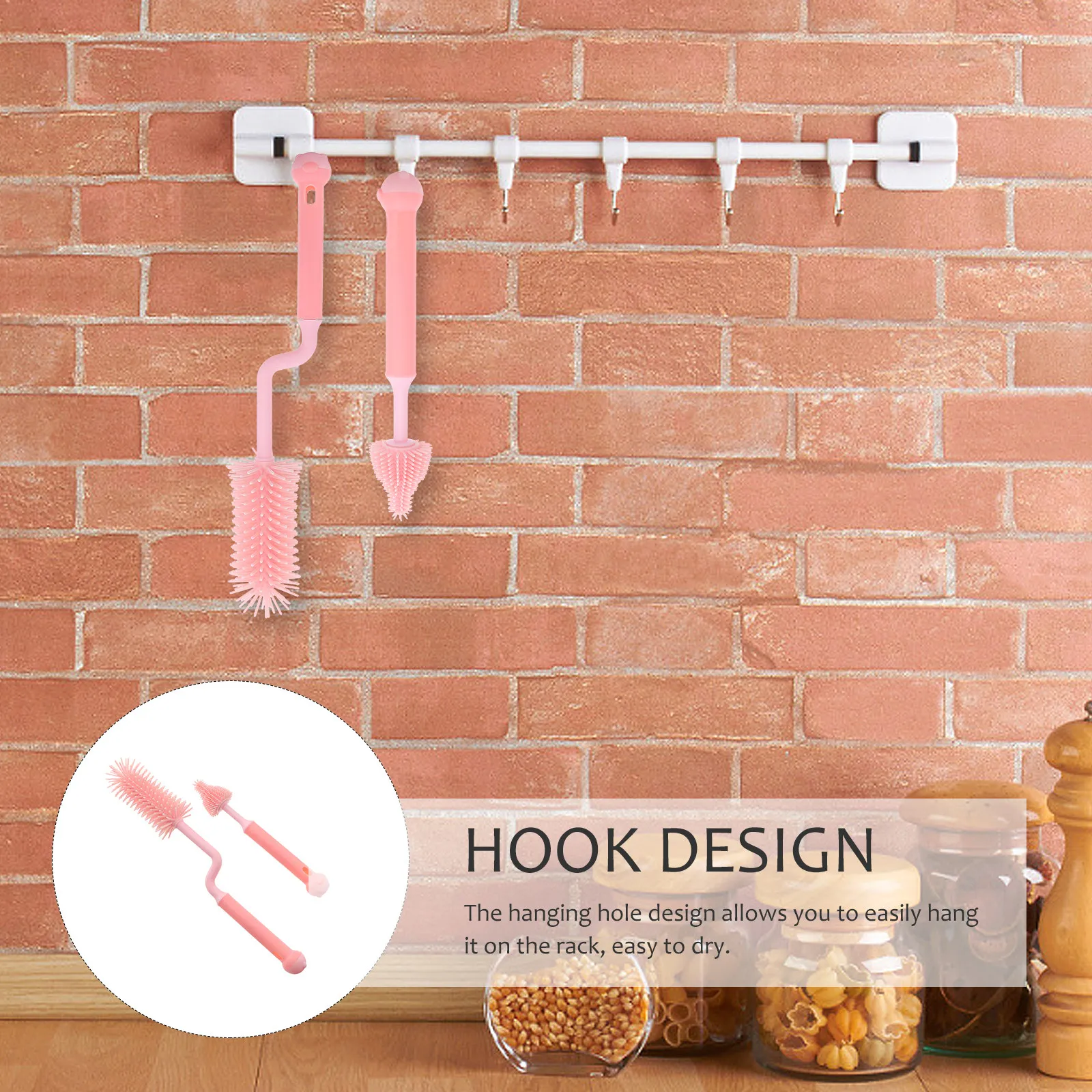 

1Set Baby Bottle Cleaning Brush Silicone Long Handle Rotating Grip for Feeding Bottles Pacifiers Baby Bottle Brush