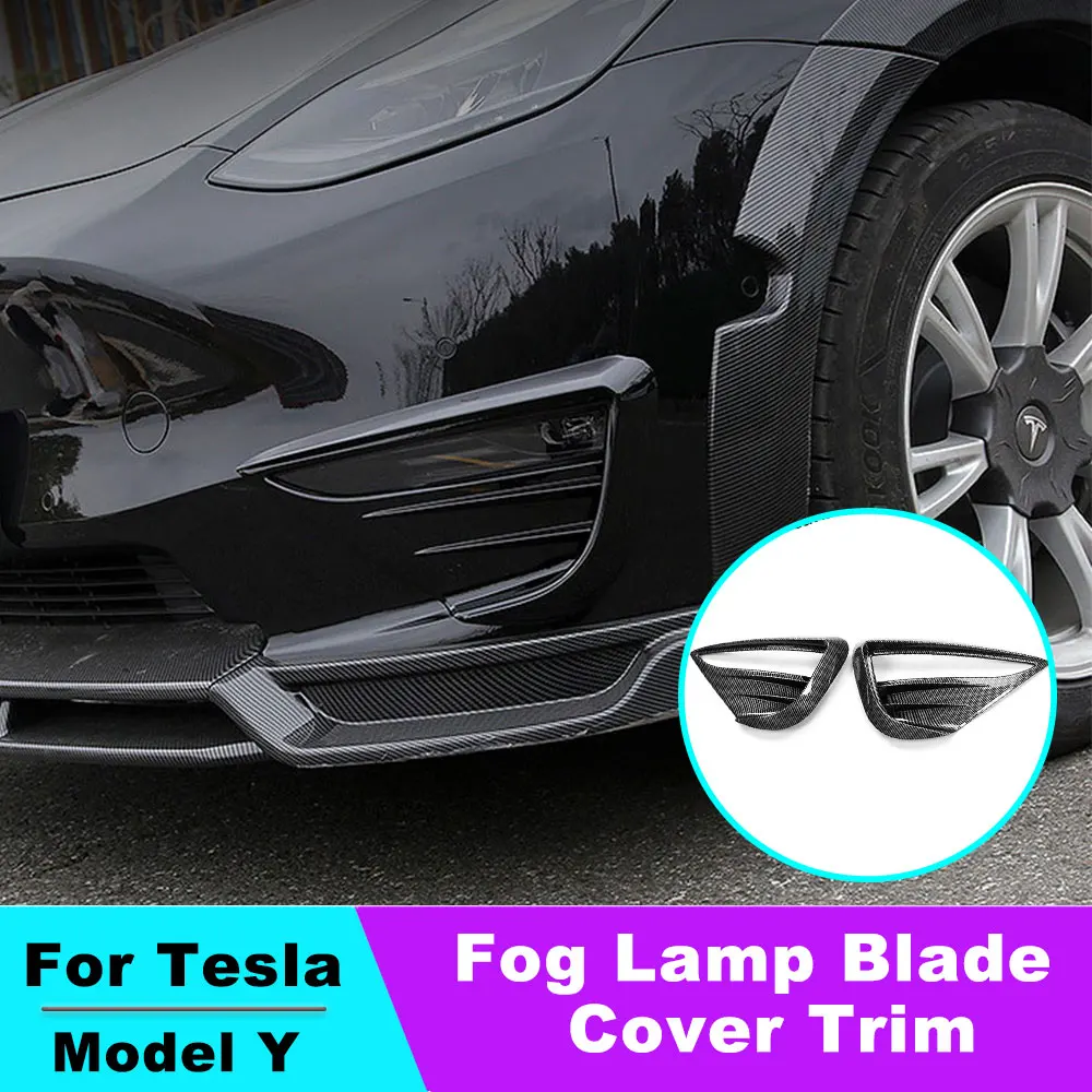 Fog Lamp Spoiler Blade Trim Protective Cover For Tesla Model Y Woof Tooth Wind Knife ABS Decoration Sticker Car Accessories