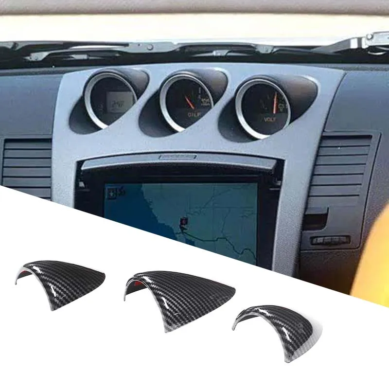 

3Pcs ABS carbon fiber For Nissan 350Z 2003-2006 car dashboard clock watch decorative ring sticker car interior accessories