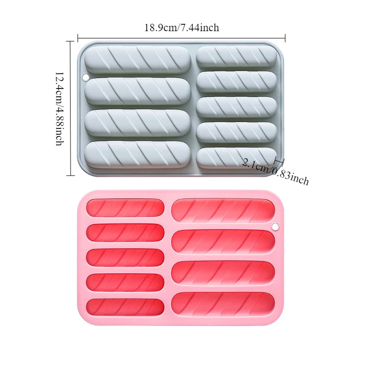 2 Pack 9-hole Long Threaded Strips of Different Sizes Silicone Molds Cake Molds Baking Trays Chocolate Molds Baking Accessories