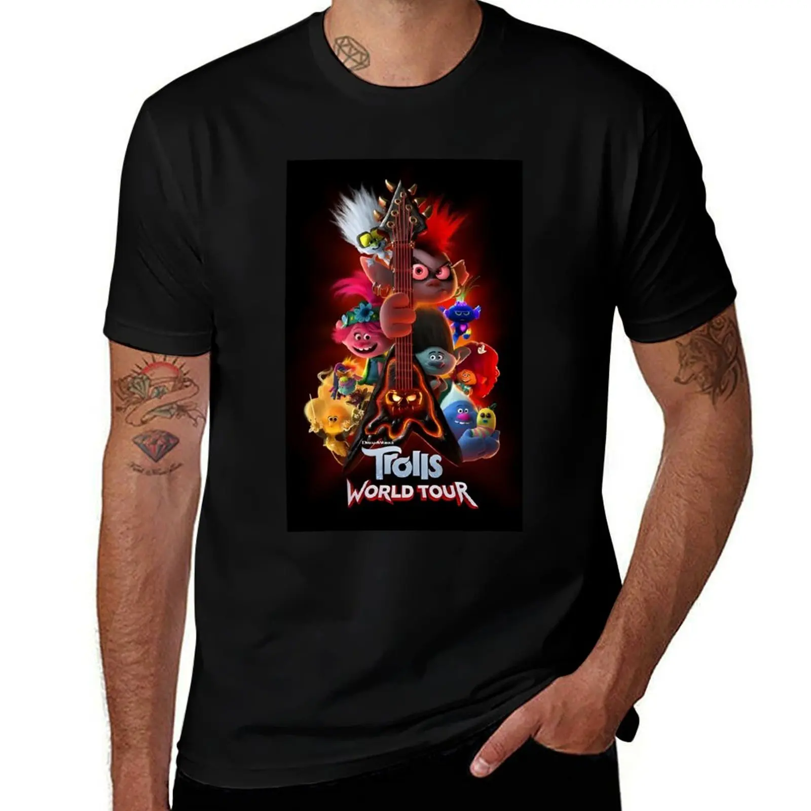 Trolls world tour poster T-Shirt Basic Solid Color Short Sleeve Cotton Top