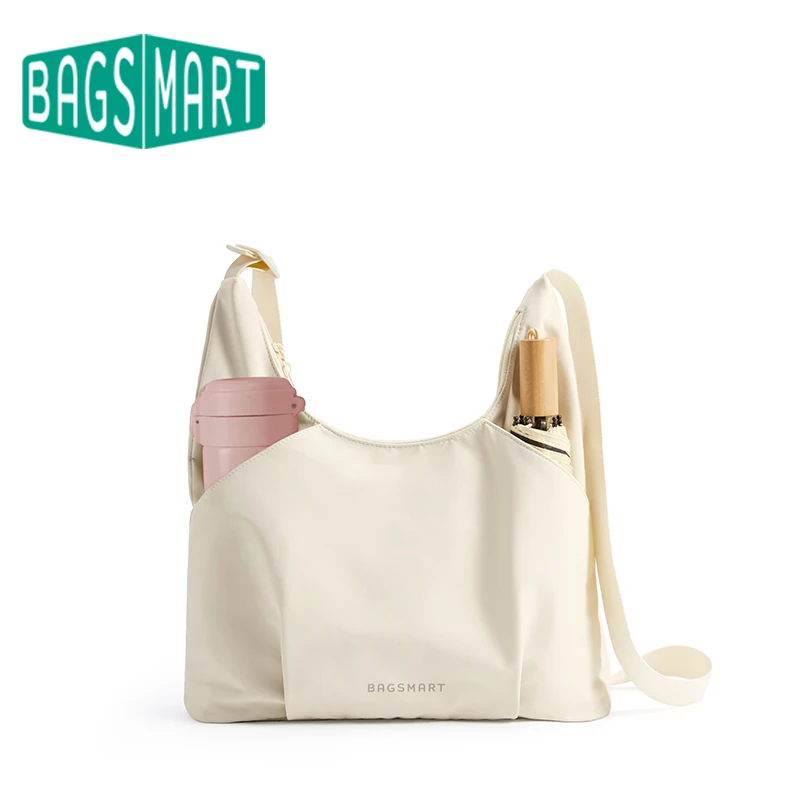 

Женская сумка-хобо BAGSMART, сумка через плечо для колледжа, вместительная повседневная сумка, водонепроницаемая легкая сумка на плечо для ежедневных поездок