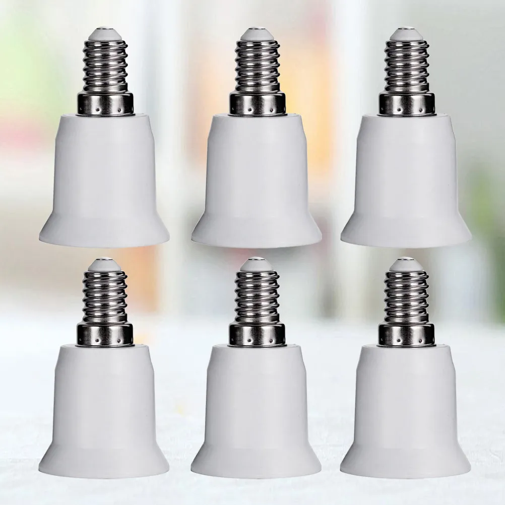 6Pcs E14 to E27 Light Bulb Converter Socket Adapter High Temp Resistant Anti Aging Safe Lamp Base Transformer for LED Halogen