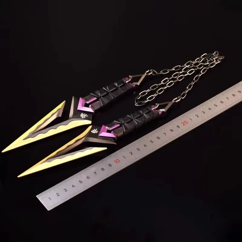 22 سنتيمتر Valorant النينجا كوناي المشاجرة لعبة سلاح كورونامي لا Yaiba مجموعة سبائك الأرجواني كاتانا الصلب السيف الطرفية الدعامة سكين لعبة آمنة