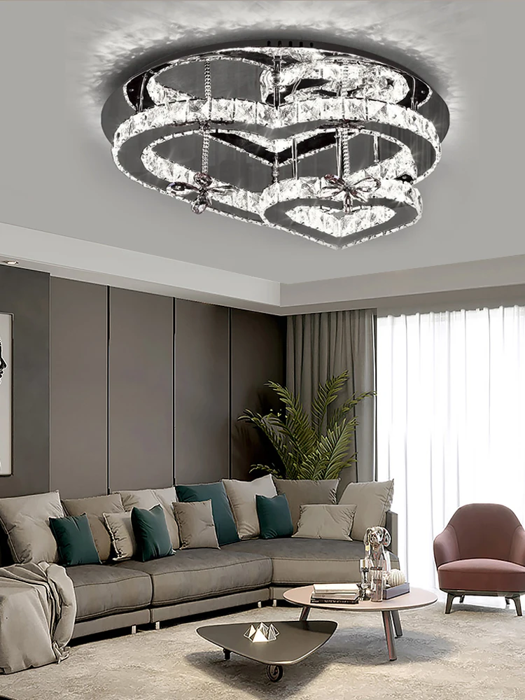 Chandeliers for Living Room Modern LED Heart Shaped Crystal Bedroom Pendant Light Dining Room Ceiling Light New Ceiling Lamp