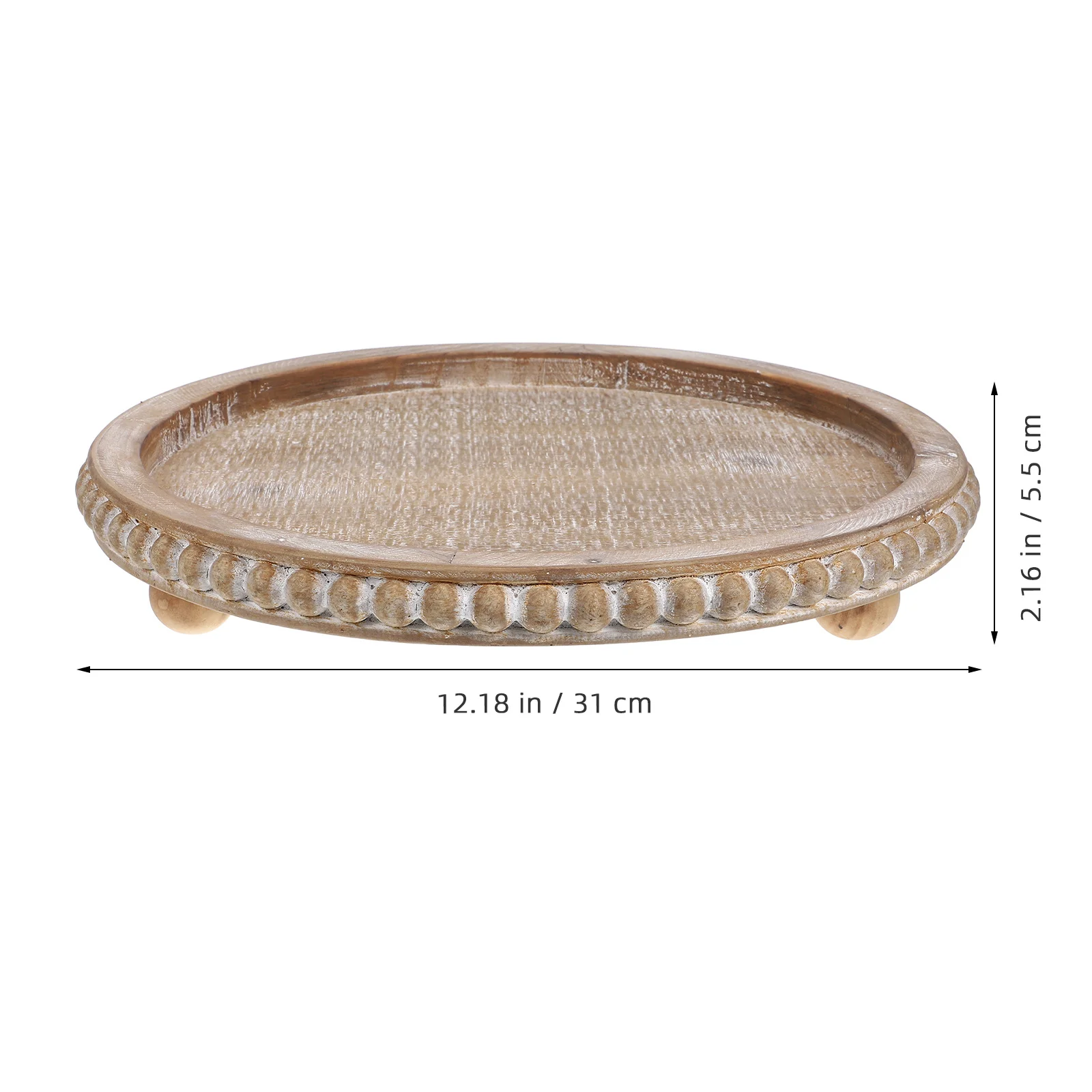

Rustic Wooden Tray Round Plate Versatile Home Decor Holder Dining Table Centerpiece Farmhouse Style Wood Tray