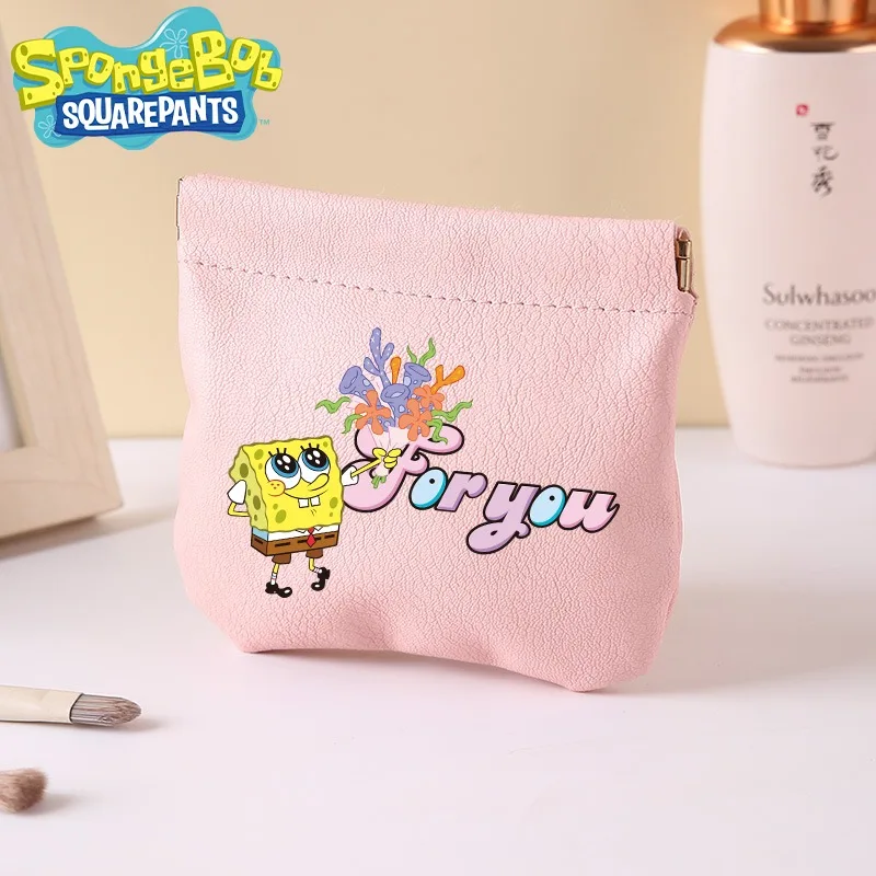 

SpongeBob SquarePants Cosmetic Bag Automatic Shut-off Coin Purse Waterproof Portable Mini Lipstick Earphone Packet Kawaii Gift