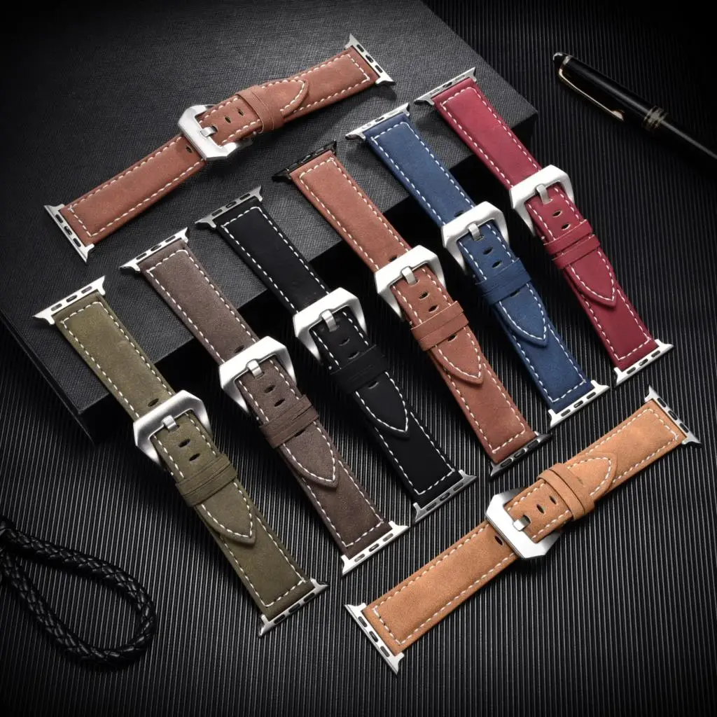 

Vintage Leather Watch Strap For Apple Watch Accessories 40mm 44mm Series SE 6 5 4 3 Watchband 38mm 42mm For Iwatch Straps