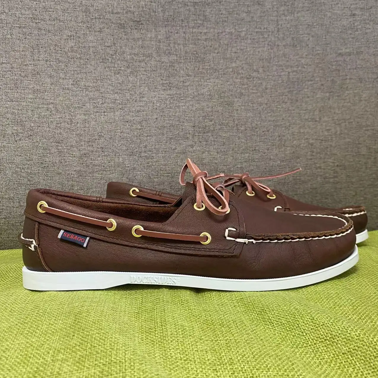 

Men Homme Authentic Sebago Docksides Shoes - Premium Leather Moc Toe Lace Up Boat Shoes BB50