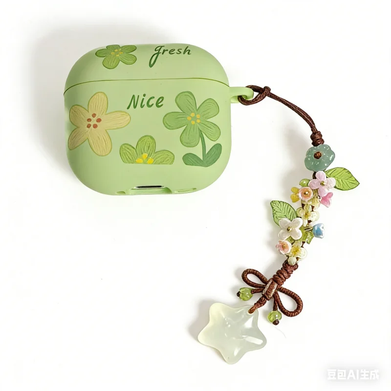Llavero artesanal de acrílico con dije de orquídea campana y estrella, estilo bohemio, cadena para teléfono, colgante para bolso, amuleto de la suerte