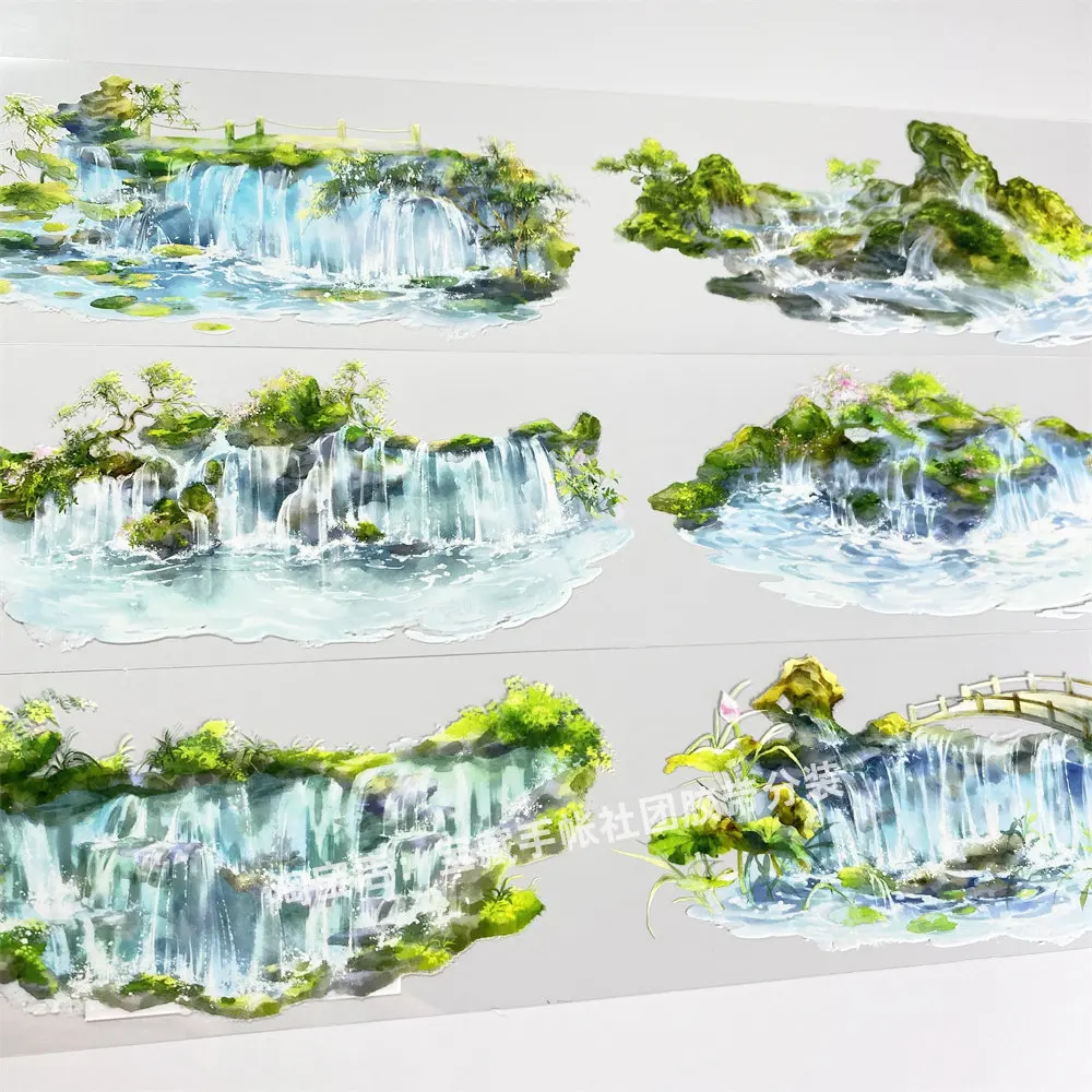 

Washi Pet Tape Journal R81 Clear Spring Stone 9999 Waterfall Bridge Ancient Chinese Scrapbooking Planner Sticker Card Diy Loop S