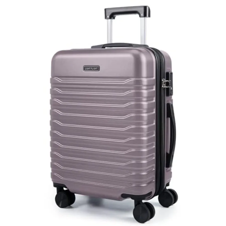 

Легкий чемодан-спиннер (20 дюймов) с жестким корпусом, расширяемый, для авиаперелетов, с двойными колесами и замком TSA, цвет: розово-фиолетовый