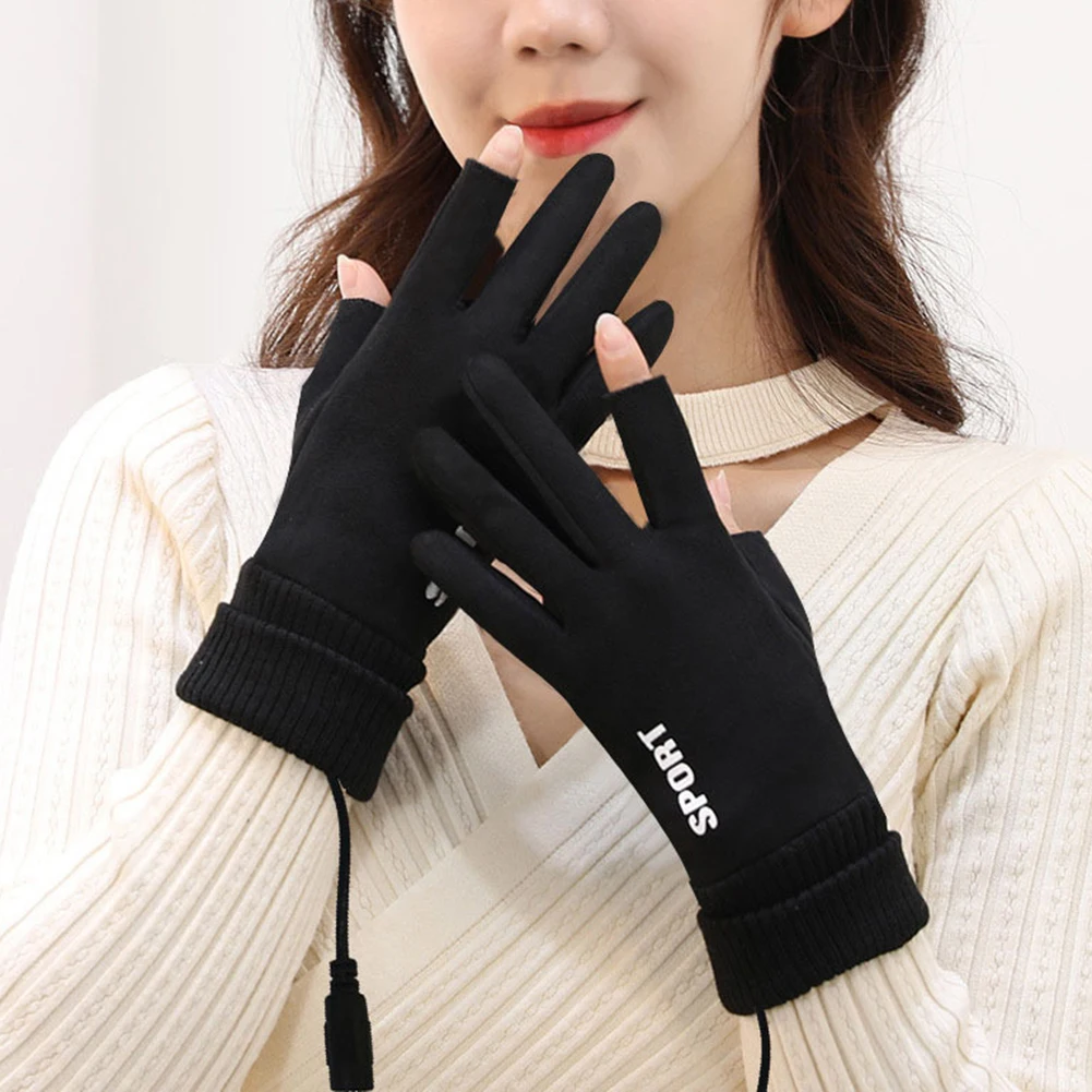 Gants thermiques chauffants à écran tactile, coupe-vent, USB, électrique, métropolitain, gants à 2 doigts pour le cyclisme, la course, la conduite, la randonnée, la marche