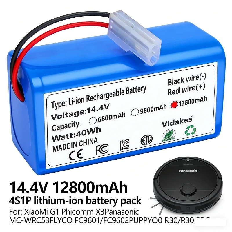 

6800mAh 14.4V Rechargeable Battery for Xiaomi G1 Vacuum-Mop Essential Replacement Battery 4S1P♀
