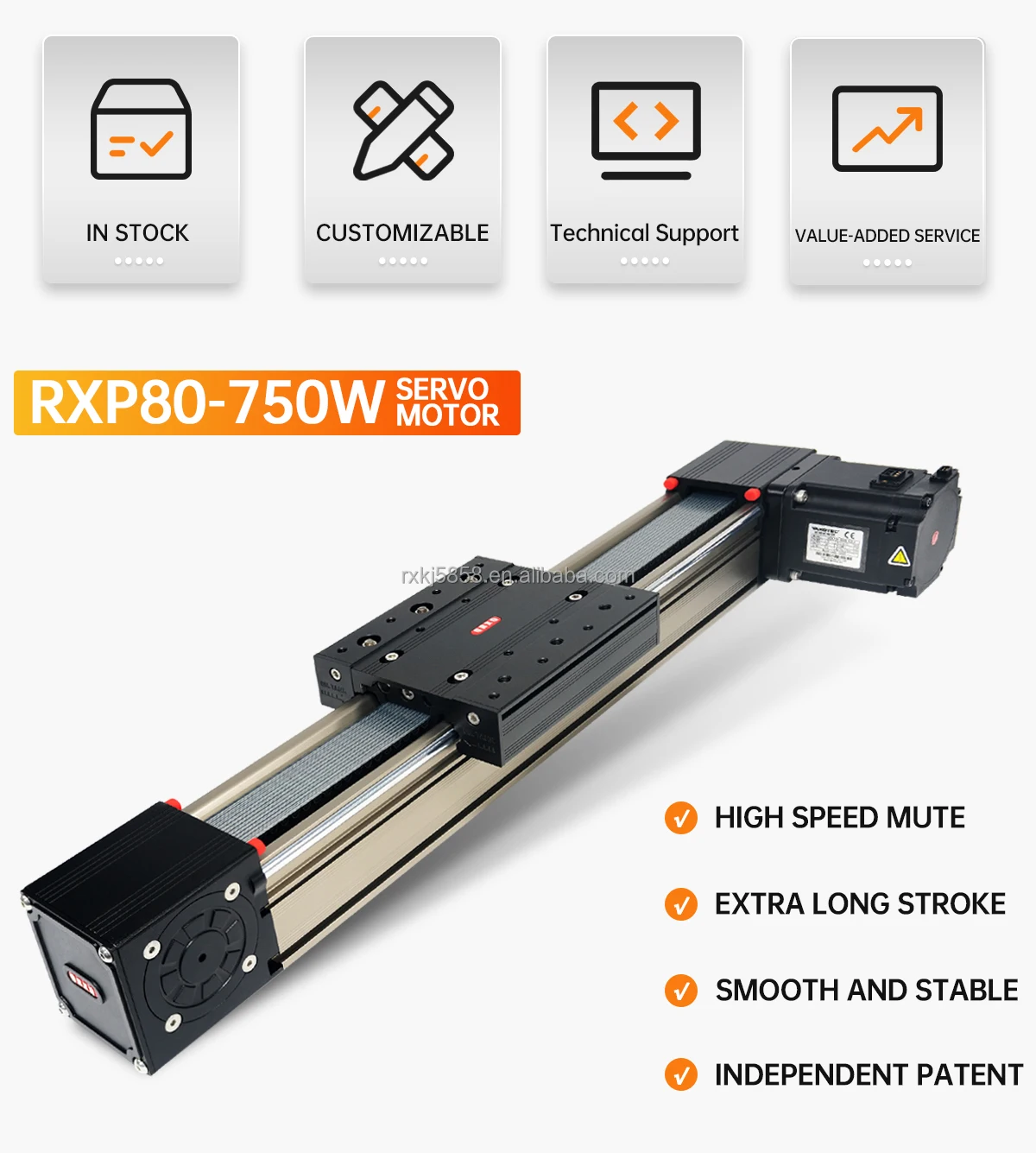

QRXQ RXP80X Single-stage Linear Axis Customizable Stroke With 750W Servo Motor Guide Rail Module 100-5500MM