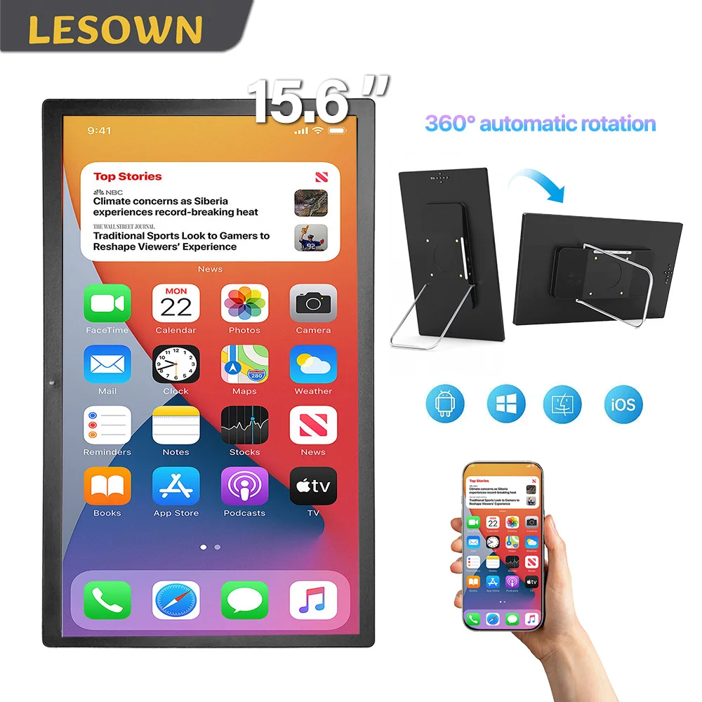 

LESOWN 15.6 18.5 1080p Portable Wireless Monitor FHD Screen Mirroring Technology for Laptop Extension Home Office Dual Monitor