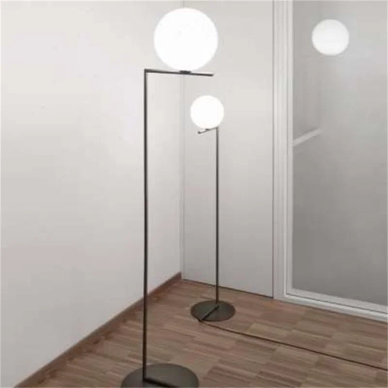 Imagem -02 - Modern Minimalista Glass Ball Floor Lâmpada Nordic Personalizado Quarto Cabeceira Sala Ins Gold Black Standing Lamp