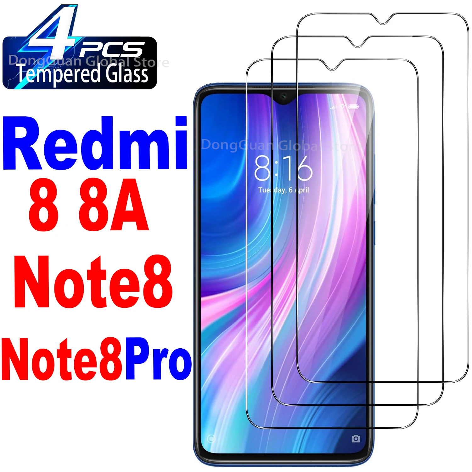 

For Xiaomi Redmi 8 / 8A / Note 8 / Note 8 Pro Tempered Glass Screen Protector Glass Film