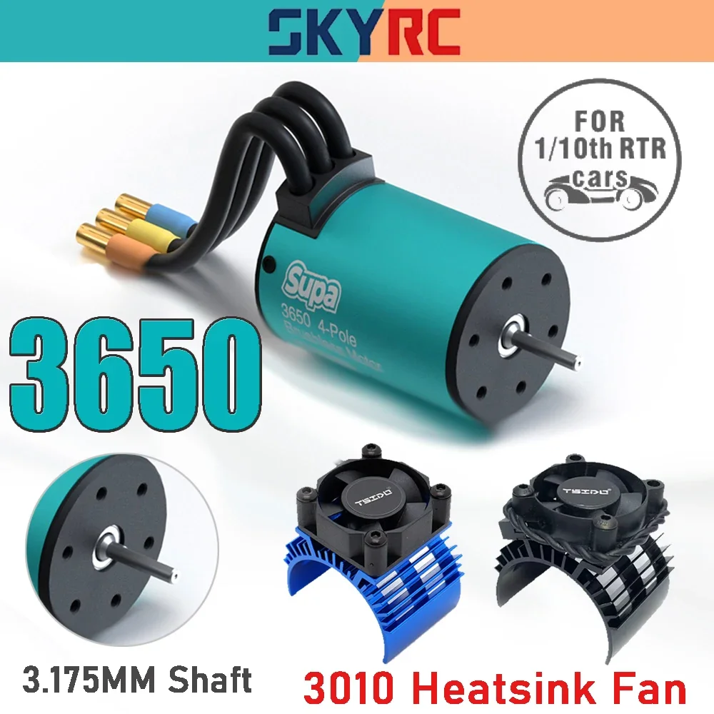 SKYRC FuriaX Supa 3650 4-Pole Brushless Motor W/ YSIDO Heatsink Cooling Fan for 1/10 1/12 Tamiya Traxxas Wltoys RC Touring Cars