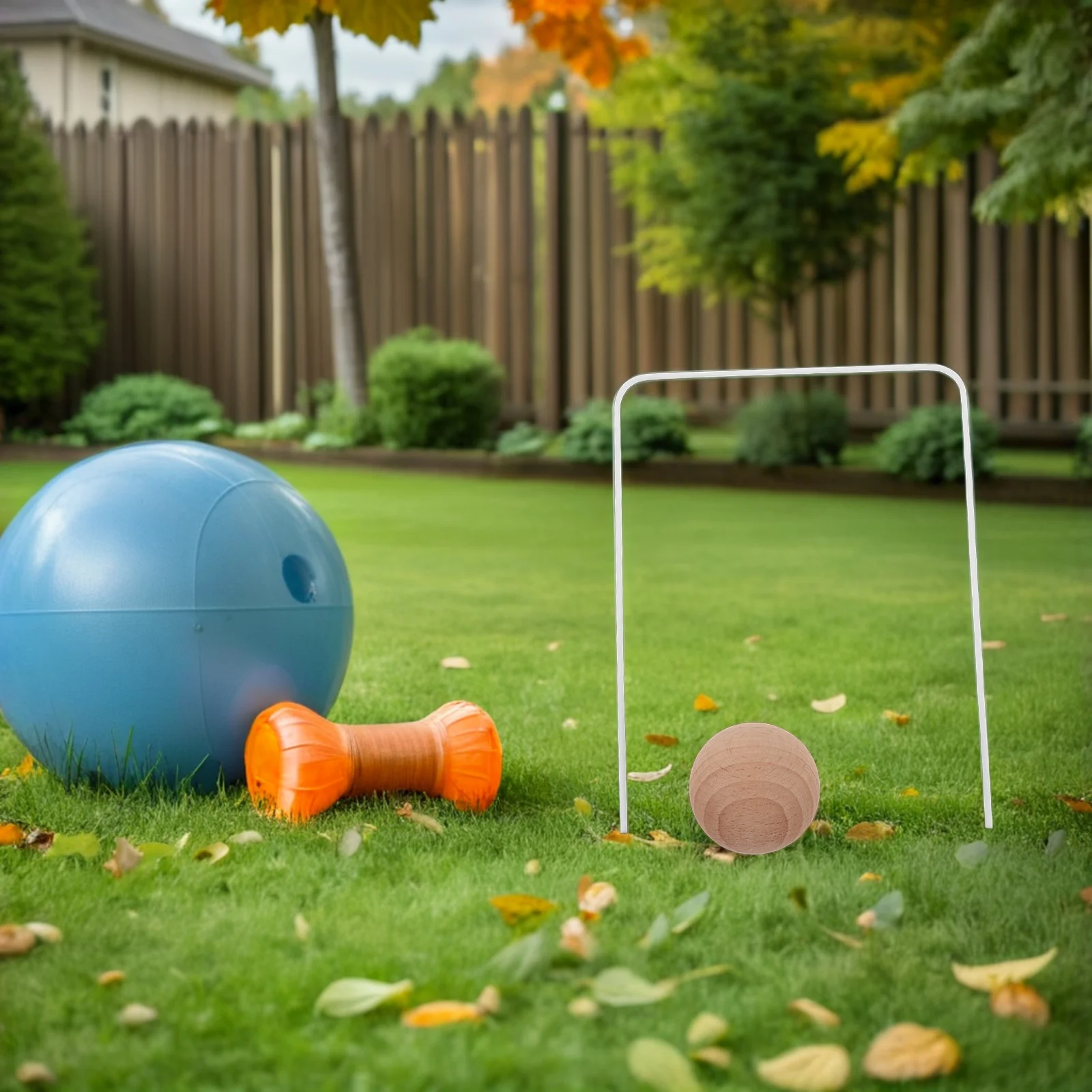 

1Set Children's Croquet Game Kit Square Wickets Wooden Balls Develops Coordination Strategic Thinking Backyard Outdoor Play