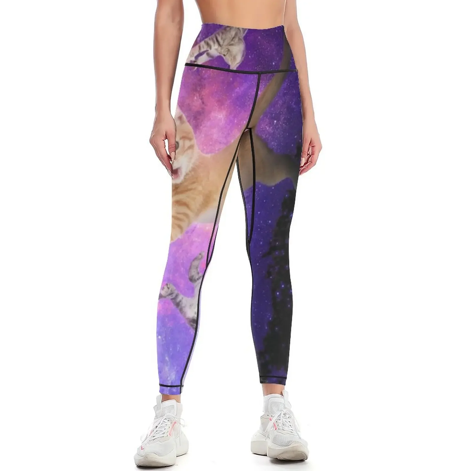 

Kittens in Space! Inter-cat-lactic! Leggings gym's sportswear Golf wear Sports female sport pants Womens Leggings